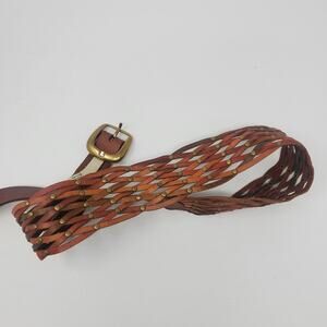 Fossil woven leather Belt with Bronze tone buckle Size Small